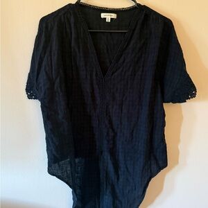 Max Studio Dark Blue Blouse with Lace Sleeves